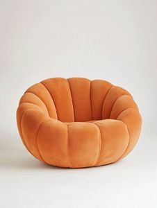 Fauteuil Citrouille Moderne en Velours – Siège d'Appoint Contemporain pour Projets Intérieurs - Product Image 1