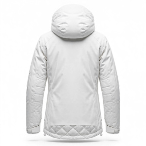 Men's <b>White</b> Stand Puffer <b>Jacket</b> <b>Waterproof</b> Windproof Fleece Lining Zipper Closure Casual Winter Outerwear Regular Fit Solid - Product Image 3