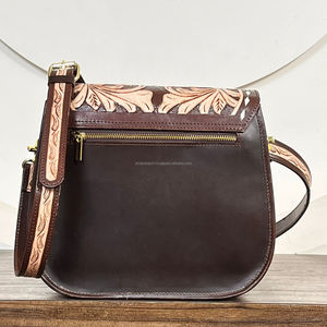 Nuevo Bolso Bandolera de Cuero Vacuno Genuino Hecho a Mano con Diseño Floral, Estilo Boho, Correa Ajustable para Mujer - Product Image 6