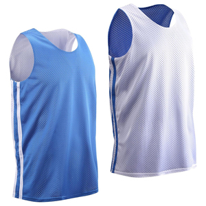Reversible Basketball Jersey Blue <b>White</b> Sleeveless Mesh Unisex Adult Breathable Polyester Sport <b>Vest</b> - Product Image 1