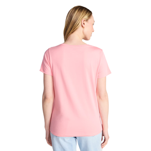 Oversize Summer Season Stylish V Neck Solid Color <b>Women's</b> T Shirt Fashionable Latest Custom Design Pink Color <b>Womens</b> T Shirt - Product Image 3