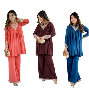 Elegante Sastrería Mangas completas Tamaño personalizado Pesado Chinon Bordado Secuencia Trabajo Moderno Reversible Todas las estaciones Salwar Kameez - Product Image 1