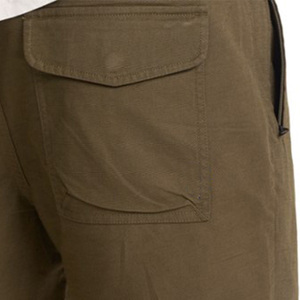 Pantalones Cortos Bermuda para Hombre, Color Verde Oliva Sólido, Logotipo Frontal, Cintura Alta, Cordón Ajustable, Bolsillos, Ropa Casual, Secado Rápido, Tela de Algodón Transpirable - Product Image 4