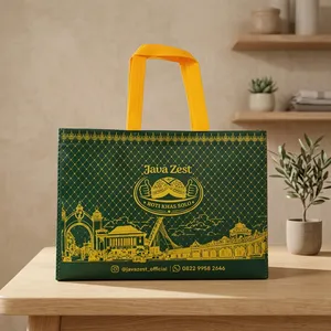 Sac fourre-tout réutilisable en non-tissé laminé imprimé sur mesure, avec cordon de serrage, écologique, imperméable, en spunbond, pour le shopping et la promotion - Product Image 3