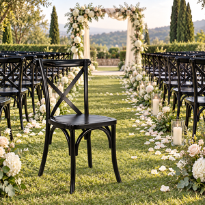 Emerald Durable <b>Black</b> Cross Back Wooden <b>Dining</b> <b>Chair</b> Contemporary Banquet Seating for Wedding and Restaurant Events - Product Image 4