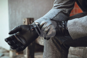 Customized Black Leather Driving <b>Gloves</b> for Men <b>Thin</b> Winter Safety <b>Gloves</b> with OEM Service Pakistan Made Leather <b>Gloves</b> - Product Image 3