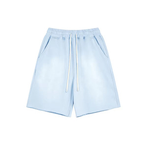 Shorts décontractés en tricot pour femme, taille élastiquée avec cordon de serrage, poches, taille mi-haute, coupe classique, couleur unie, design respirant, 100 % coton, haute qualité - Product Image 1