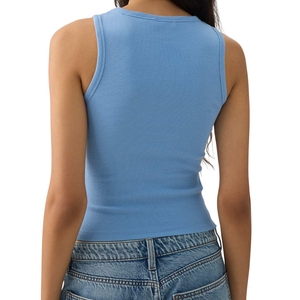 Débardeur court personnalisé en polyester et coton pour femme, coupe ajustée, séchage rapide, respirant, sans manches, col rond, pour le yoga - Product Image 4