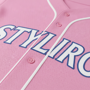 Styliro <b>Baseball</b> Jersey Unisex Adult Short Sleeve Pink Tackle Twill Print Breathable Regular Fit All Seasons - Product Image 4