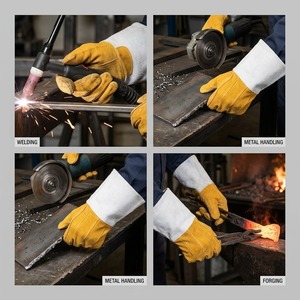 Gants de sécurité professionnels en cuir de vache fendu pour le soudage, travail industriel, résistants au feu et à l'abrasion, protection des mains - Product Image 3