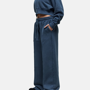Ensemble de sweat-shirt à capuche bleu pour femmes, pantalon de jogging long, ensemble décontracté en 2 pièces, vêtements de sport en coton tricoté - Product Image 6