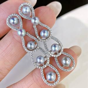 Pendientes de Perlas de Agua Dulce de Plata de Ley S925 de Fábrica de Origen para Mujer, Luz Intensa, Casi Impecables, Diseño sin Agujeros - Product Image 3