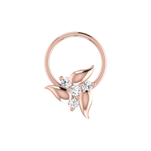 AJRETAIL 0.05 กะรัต บริลเลียนท์ HI คัลเลอร์ VS-SI คลาริตี้ ทอง 14K เครื่องประดับจมูกเพชรสำหรับผู้หญิงสไตล์ชาติพันธุ์ เครื่องประดับเพชรที่หรูหรา - Product Image 2