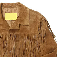 Veste en daim véritable pour homme de qualité supérieure, avec franges, vêtement d'extérieur d'hiver, finition teinte unie, tailles personnalisées OEM, vente en gros, directement de l'usine