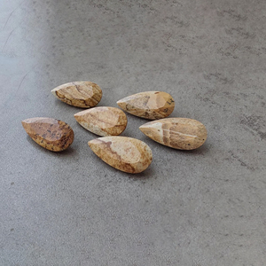 Pierre précieuse naturelle en jaspe biscuit, taille facetée, forme poire, calibrée, pour la fabrication de bijoux - Product Image 4