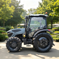 Tracteur agricole à roues 4x4 de 80 CV avec cabine climatisée, système hydraulique robuste, capacité de levage élevée pour le labour professionnel