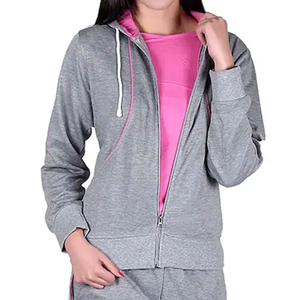Ensemble de survêtement gris personnalisé pour femme : sweat à capuche zippé et pantalon de jogging assorti – Tenue de sport décontractée deux pièces - Product Image 5