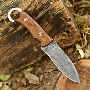 Nouveau couteau de poche EDC 2026, fait main, forgé à la main en acier Damas, pointe clip, lame pleine, manche en bois de rose, qualité industrielle - Product Image 5