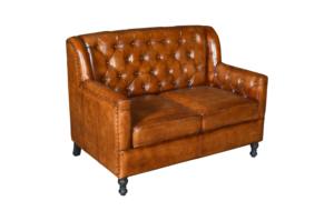 Classic Chesterfield <b>Sofa</b> Two Seat Genuine Leather Tufted Back Straight Arms Transitional Style <b>Wood</b> <b>Frame</b> Eco-Friendly Living - Product Image 2