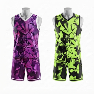 ชุดยูนิฟอร์มบาสเก็ตบอลแขนกุดสำหรับผู้ชาย ยี่ห้อ LimSublimated ผ้าตาข่ายระบายอากาศได้ดี ผลิตจากโพลีเอสเตอร์ 100% - Product Image 1