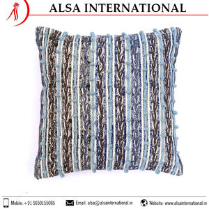 Wholesale 100% Cotton <b>Square</b> <b>Cushion</b> Covers Good Quality With Custom Printed Striped Embroidered Patterns for Home Hotel Use - Product Image 2