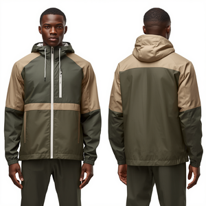 Top Quality Men's Olive Green Hooded Windbreaker Jacket Lightweight Nylon Outdoor Casual Fashion Outerwear - Product Image 2