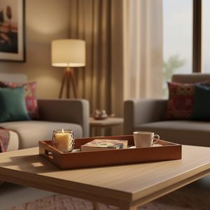 Plateau de service multifonctionnel en bois avec doublure à motifs floraux pour fruits, collations et boissons - Design moderne pour la décoration de la maison et de la cuisine - Product Image 2