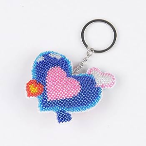 Lindo llavero de punto de cruz con forma de corazón y cuentas completas para hacer tú mismo - Product Image 1