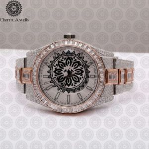 Montre pour homme Charm Jewells en acier inoxydable, boîtier de 40 mm, accents de diamants, analogique, luxe, mode, mouvement mécanique, date automatique, fonction push - Product Image 4