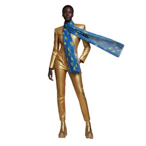 Bufanda con Estampado de Poodle de Sigma Gamma Rho, Azul y Dorado, Bufanda de la Hermandad Griega, Accesorio de Moda Ligero y Elegante - Product Image 6