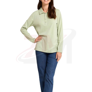Plain <b>Polo</b> T-<b>Shirts</b> <b>Women's</b> <b>Long</b> <b>Sleeve</b> <b>Polo</b> <b>Shirt</b> Solid Light Green Knitted Casual Full <b>Sleeve</b> Regular Length - Product Image 5