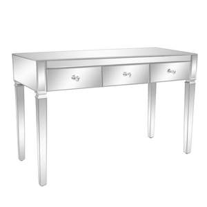 FCH Bureau d'ordinateur à trois pompes en verre argenté avec surface en MDF et miroir - Product Image 3