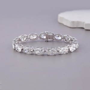 IGI Certified Lab Grown Oval Cut Diamond Tennis Bracelet in 14K Yellow / White / Rose Gold Finish with <b>Box</b> Clasp - Product Image 1