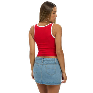 Buy Now Customized Ribbed Cotton <b>Crop</b> Tank <b>Top</b> for Women Sleeveless <b>Red</b> Cami Style Casual Summer Wear womens Tank <b>Top</b> - Product Image 3
