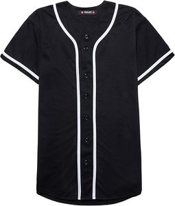 Camiseta Deportiva Negra de Béisbol FALER con Ribete Blanco y Botones al Frente, Material de Poliéster Resistente - Product Image 3
