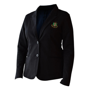 เสื้อเบลเซอร์สีชมพูแบบดั้งเดิมสำหรับผู้หญิง ปกแบบ Notch Lapel ตัดเย็บอย่างประณีต เหมาะสำหรับงานทางการและธุรกิจ พร้อมลายปักตราสัญลักษณ์ - Product Image 4