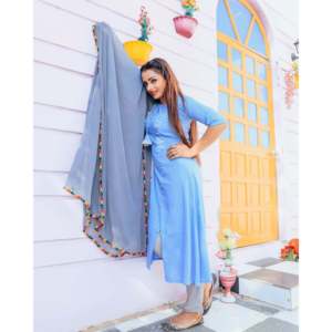 Robe en coton bleu pastel taille XS - Product Image 3