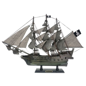 Bateau pirate en bois artisanal, objet nautique décoratif pour la décoration de table, de la maison, du salon, du bureau ou de l'étagère. - Product Image 4