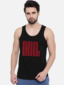 Camiseta sin Mangas Negra para Hombre, Estampada, Cuello Redondo, Estilo Casual, 100% Algodón, Tejido Transpirable - Product Image 6