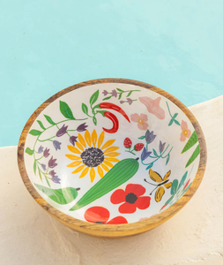Ensemble de bols décoratifs en émail imprimé sur bois pour la décoration de la maison et le service des aliments, vaisselle décorative - Product Image 1
