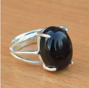 Black Onyx Prong <b>Ring</b> Handmade Gemstone <b>Ring</b> Sterling Silver Jewelry Minimalist <b>Statement</b> <b>Ring</b> - Product Image 2