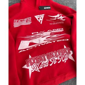 เสื้อฮู้ดดี้ผู้ชายไซส์ใหญ่ ผ้าฝ้าย 100% พิมพ์โลโก้ตามสั่ง ทรงหลวม ซิปหน้า ไหล่ตก ล้างสีแบบแอซิดวอช - Product Image 2