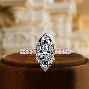 IGI Certified Lab Grown Diamond Ring, 1.5CT Marquise Hidden Halo Engagement Ring, 14K Yellow Gold Ring, Solitaire Wedding Ring - Product Image 3