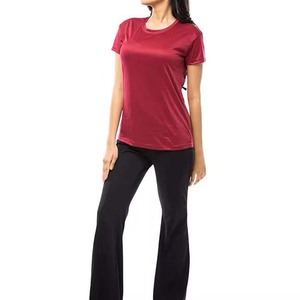 Women's <b>Red</b> Short Sleeve Crew Neck T-Shirt Regular Fit Quick Dry Knitted Polyester Casual <b>Top</b> All Seasons - Product Image 3