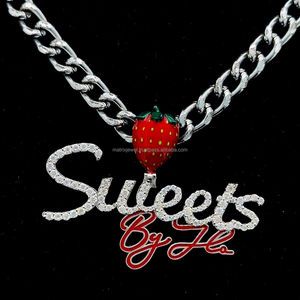 Pendentif personnalisé en argent massif 925 glacé avec logo en diamant Bail Night Glow in Darkness Nom en émail avec diamant Moissanite - Product Image 5