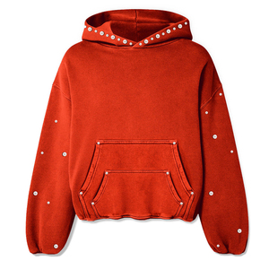 Wholesale Manufacture Women Winter Streetwear Rhinestone Hoodie 100% Cotton Material Breathable Customized Logo Printing - Product Image 1