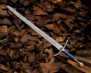 Hand Forged Damascus <b>Steel</b> Viking Sword with Carved Wooden Scabbard Medieval Norse Style Warrior Blade High Quality Scabbard - Product Image 6