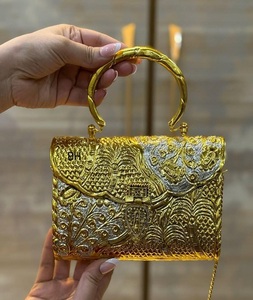 Pochette de soirée artisanale en laiton, motif bonbon, plaqué or poli, forme personnalisée, mode traditionnelle, pour femme, mariée F S - Product Image 3