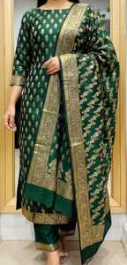 Tissu en soie brodée avec tissage Zari, motifs traditionnels et dupatta assorti pour Salwar Kameez, ensembles Kurta et vêtements ethniques - Product Image 2
