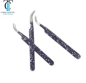 Hochwertige Wimpernverlängerungs-Pinzetten Ergonomische Gerade und Gebogene Spitzen für Volumen-Wimpernfächer - Product Image 1